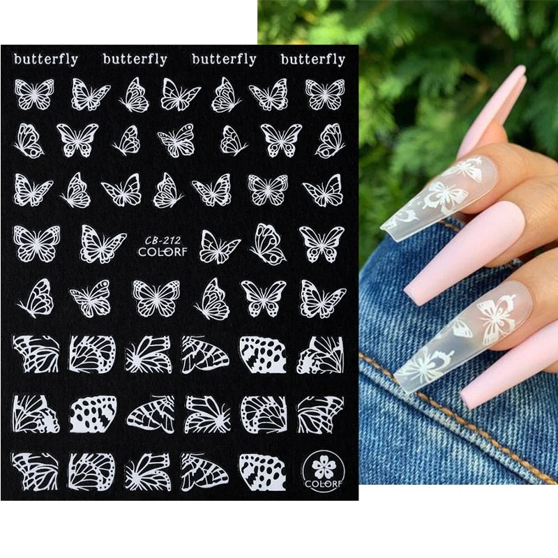 Dandelion Flower 3D Nail Stickers Women Face Abstract Butterfly Image Sexy Girl Christmas Slider Design Polish Nails Art Decals-Nail Inspo