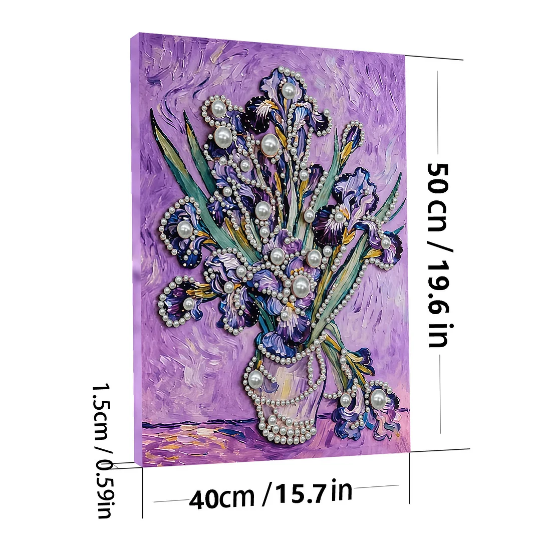 Iris DIY Pearl Diamond Art Painting Kit with Frame 11.81x15.75in Home Decor