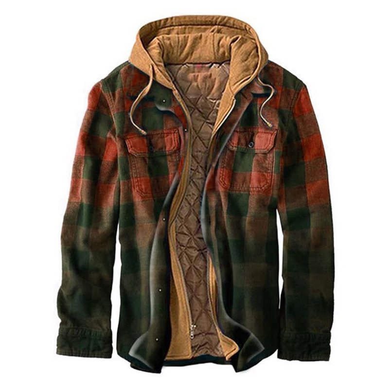Mens Plaid Thick Woolen Casual Jacket / [viawink] /