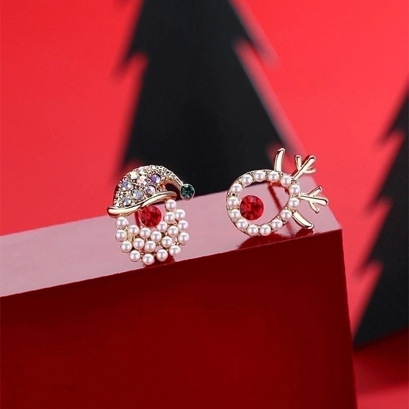 Fashion Christmas Tree Snowman Snowflake Alloy Enamel Rhinestones Women’s Drop Earrings Ear Studs 1 Pair