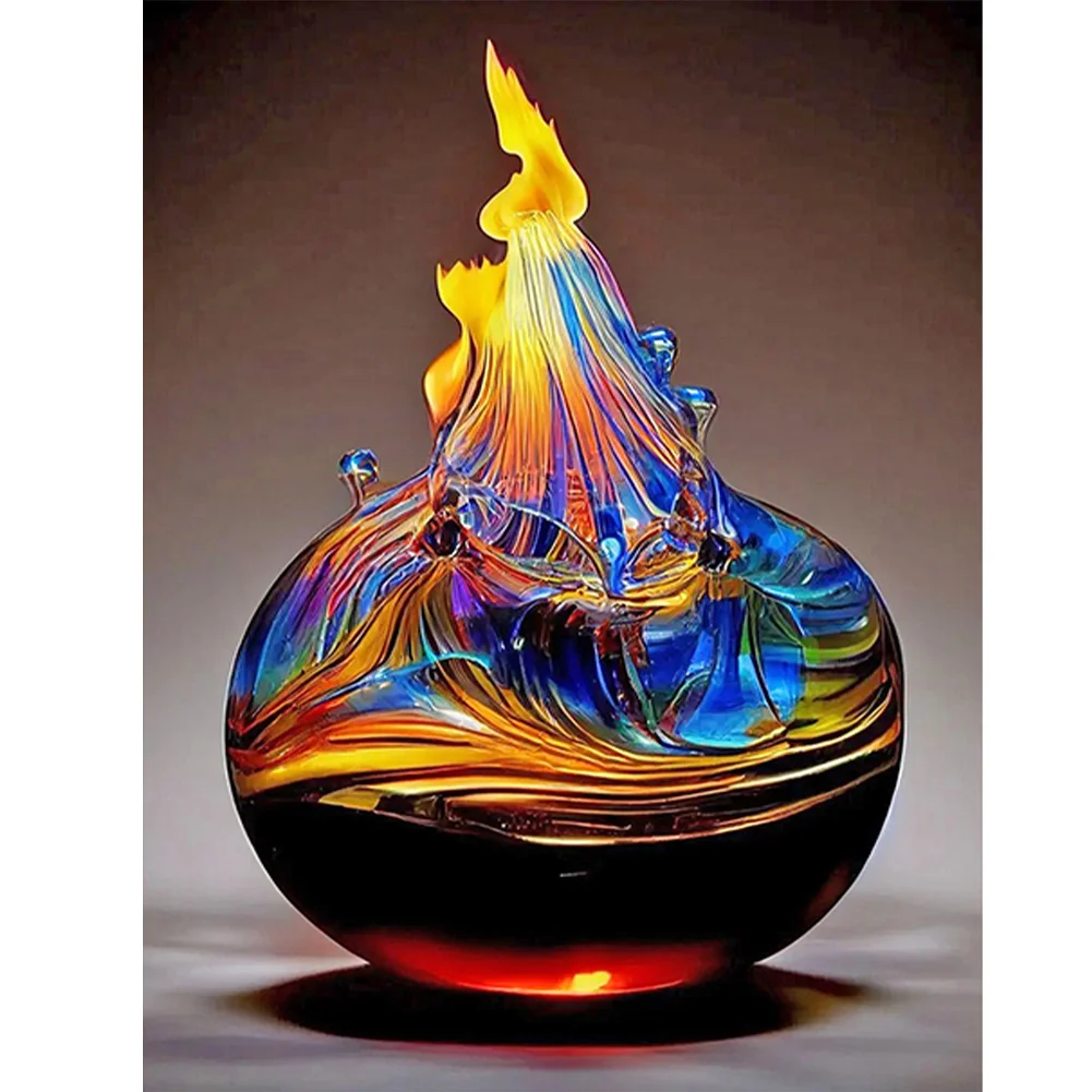 Glass Fire Sculpture-Full Round Diamond Painting-30*40CM
