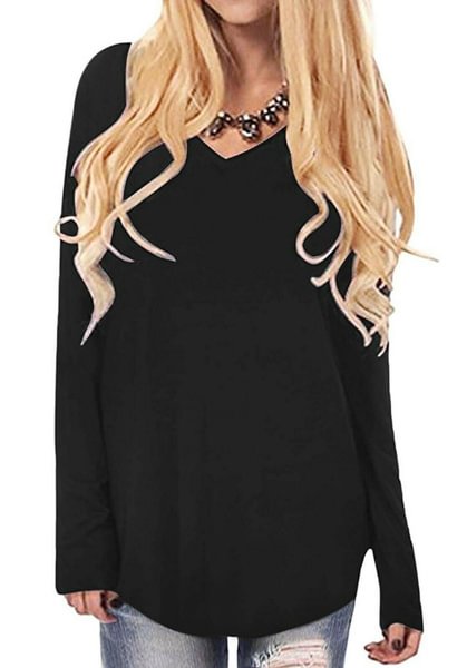 Re Tech Uk Womens Oversize Fit V Neck Top Ladies Baggy Plus Size Batwing Turn Up Sleeve Casual T-Shirt - Long Sleeve - Shop Trendy Women's Fashion | TeeYours