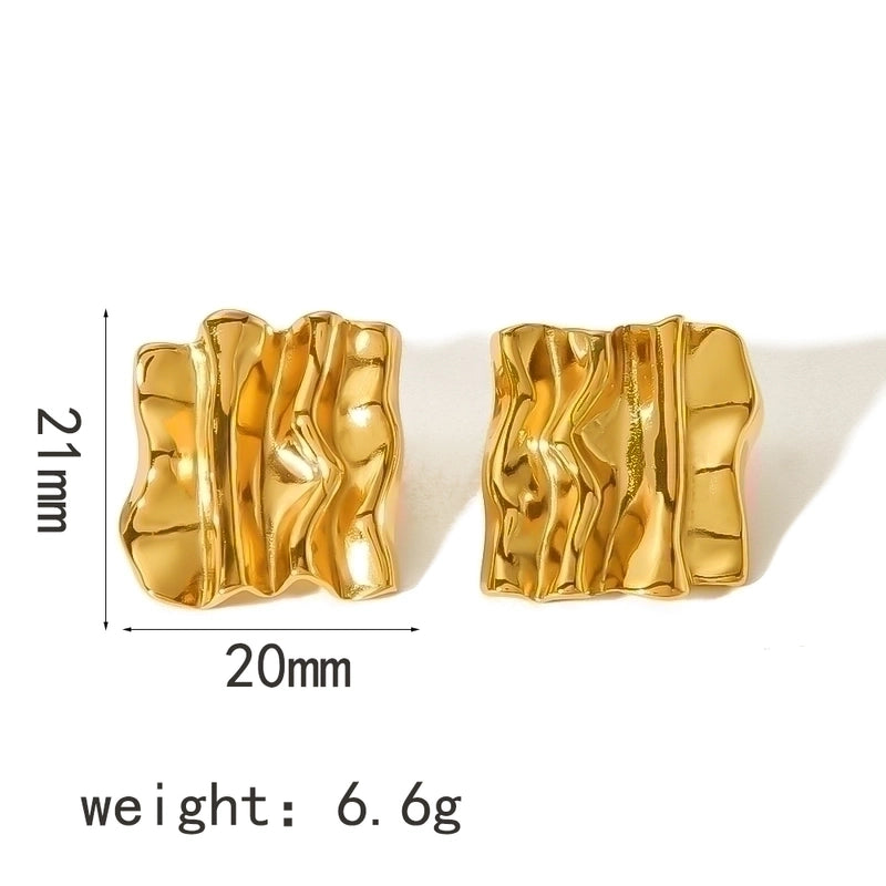 1 Pair Minimalist Quadrilateral Circle Heart Shape Polishing Plating 304 Stainless Steel 18K Gold Plated Ear Studs