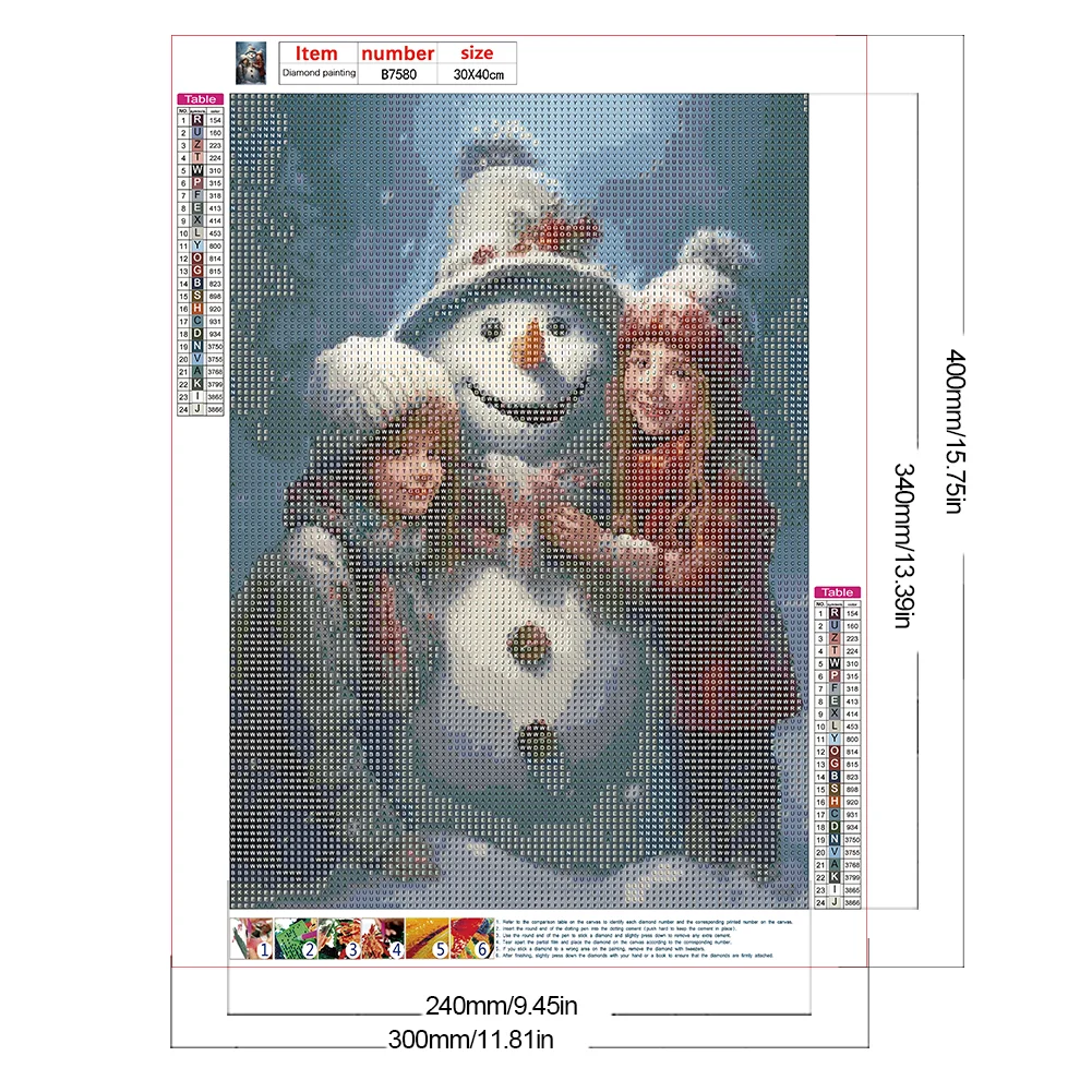 Diamond Painting - Full Round Drill - Kids Snowman(Canvas|30*40cm)