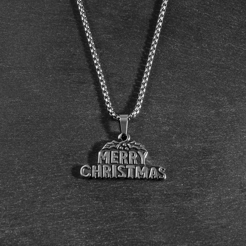 Hip-Hop Vintage Style Human Letter 304 Stainless Steel Polishing Christmas Men's Pendant Necklace