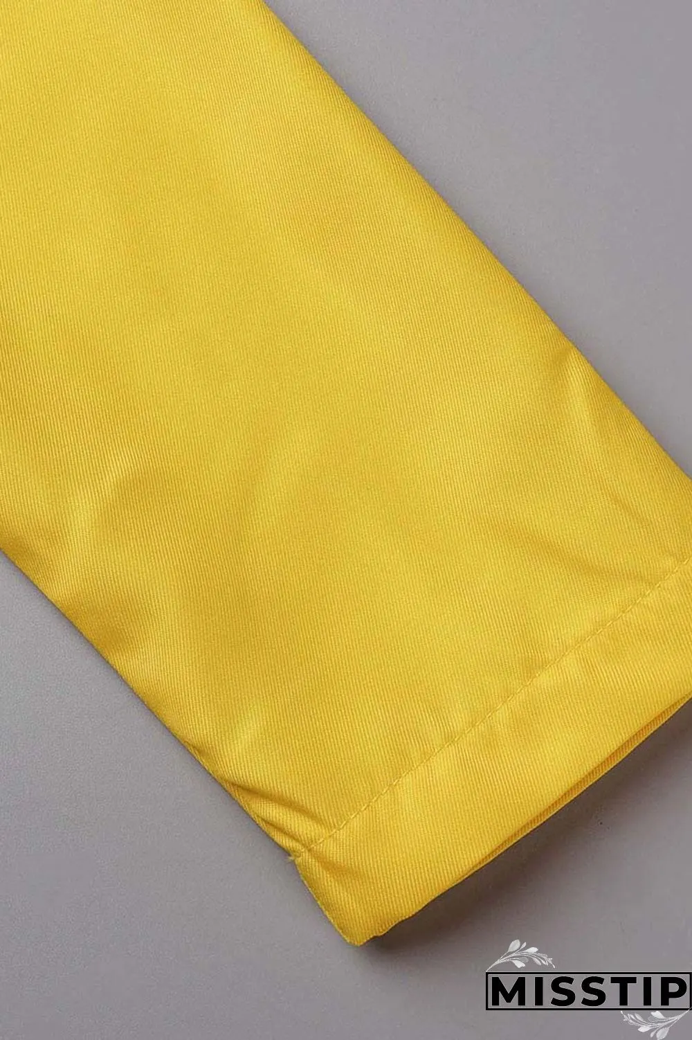 Yellow Casual Solid Patchwork V Neck Long Sleeve Dresses