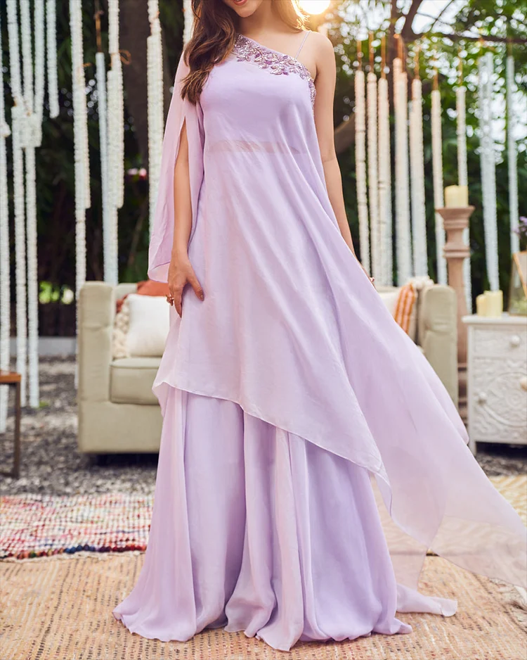 Women's Off-the-shoulder Embroidered Purple Dress