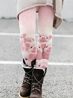 Lovely Fuzzy Pigs Gradient Cozy Knit Leggings