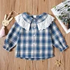 Baby Girl Long-sleeve Cotton Sweet Plaid Shirt Smock