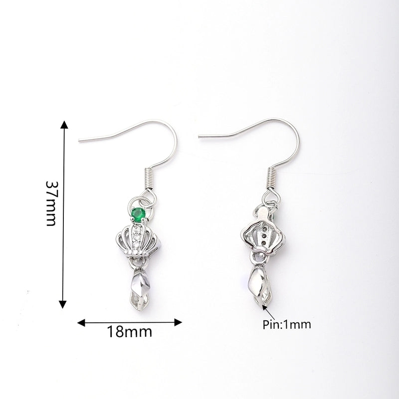 1 Pair/Package 34x18mm 35x18mm 36x18mm Copper White Gold Plated Leaves Heart Shape Crown Polished Hook Earring Findings Earring Findings