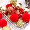 25PCS Golden Shimmers Christmas Velvet Hanging Decor Balls