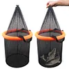 Floating Fishing Bait Basket Mesh Collapsible Fish Keeper Live Fish Net Cage