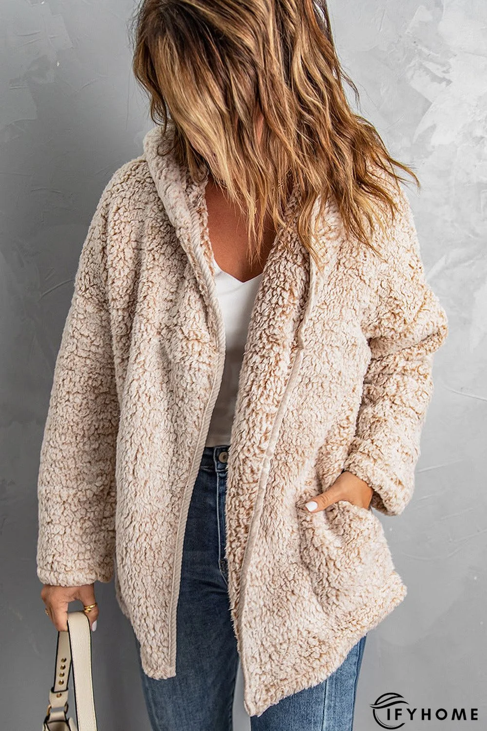 Fleece Thickened Hooded Jacket Women's Mid-length Loose Casual Jacket | IFYHOME