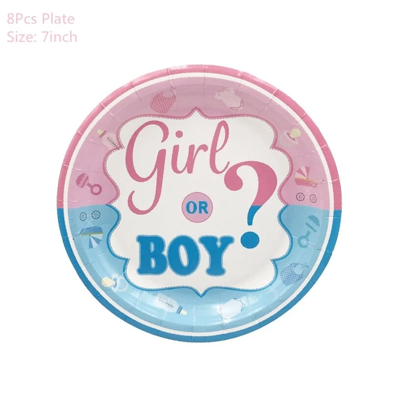 Gender Reveal Party Decoration Boy or Girl Balloon Banner Disposable Tableware Boy Girl Baby Shower Decorations Balloons