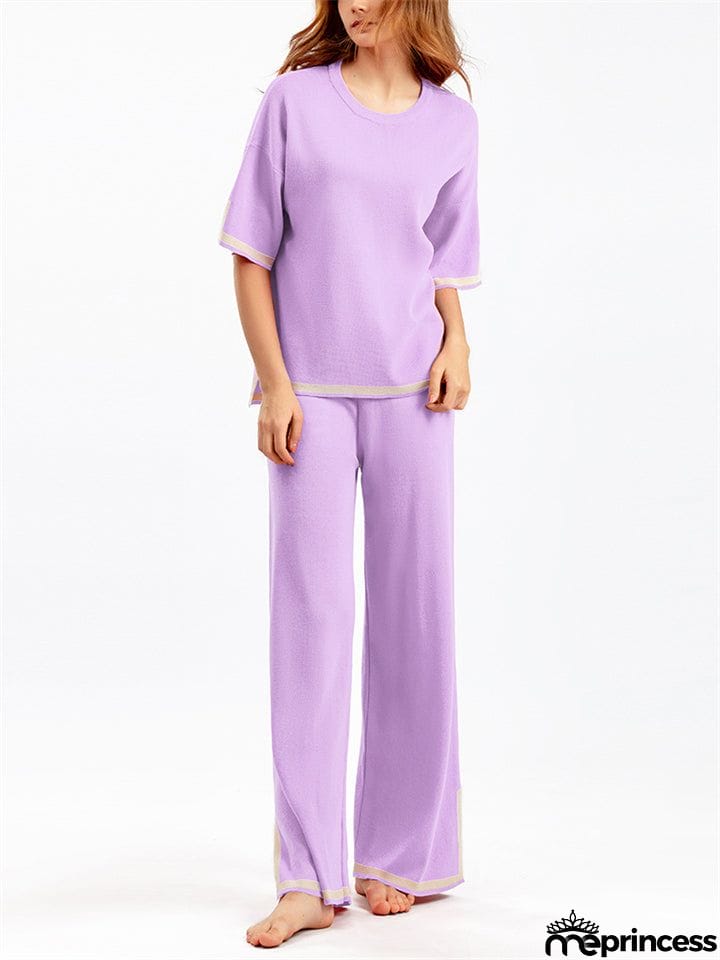 Women's Comfortable Temperament Knitted 2-piece Loungewear Sets