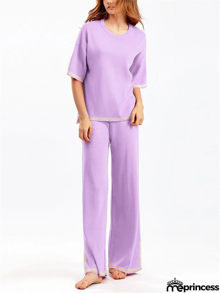 Women's Comfortable Temperament Knitted 2-piece Loungewear Sets