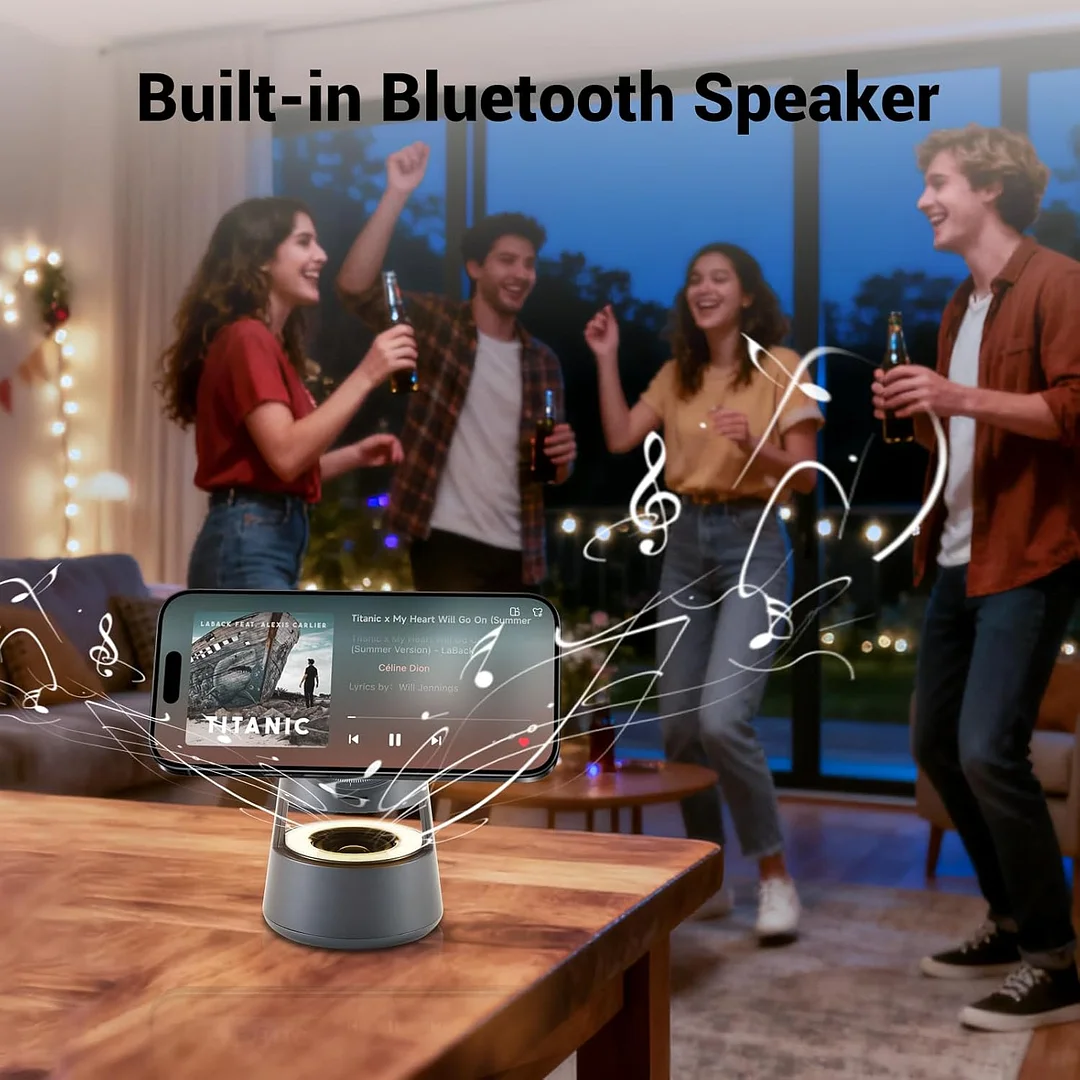 5-in-1 Wireless Charging Station with Bluetooth Speaker, Magnetic Fast Charger, and Night Light