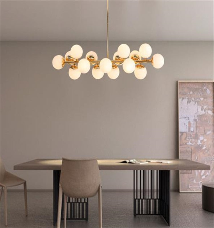 16 Heads Postmodern Gold Loft Pendant Light Art Creative Magic Beans ...