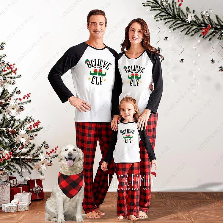 Believe In Your Elf Christmas Family Matching Pajamas Sets