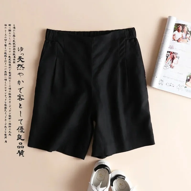 New Korean style large size five-point pants casual shorts women Korean style high waist slimming loose wide-leg pants women