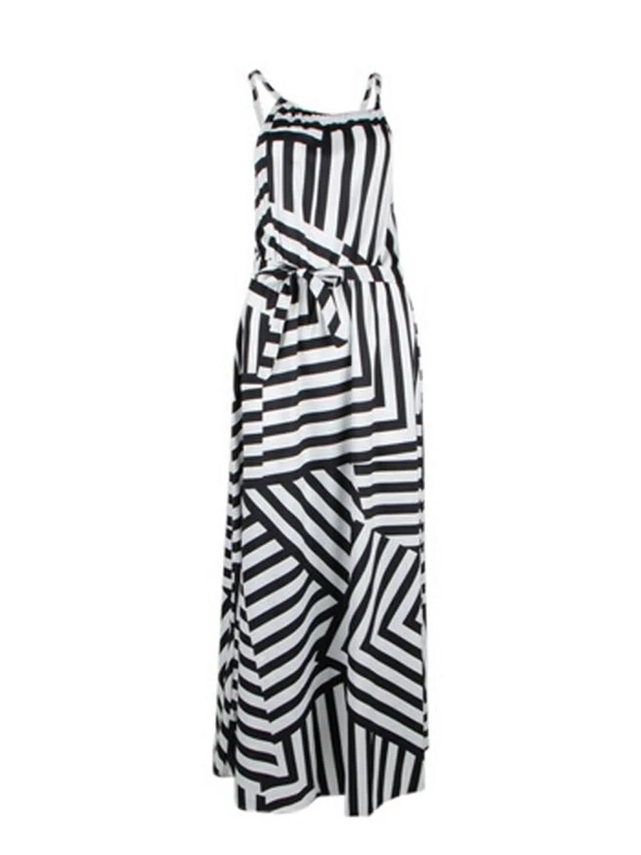 Striped Sleeveless Maxi Strap Dress