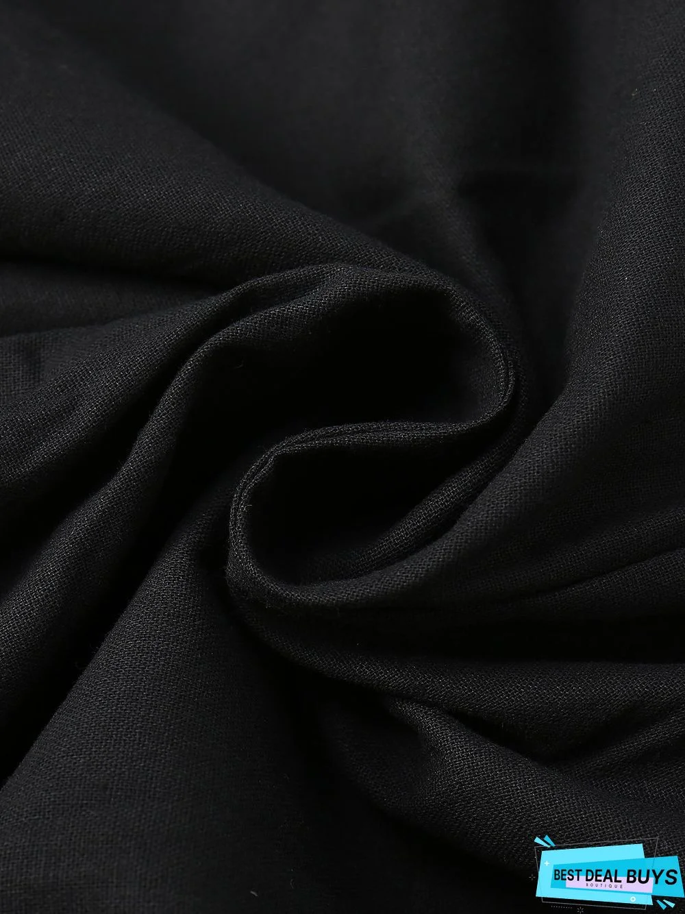 Black Linen Shift Solid Casual Pants