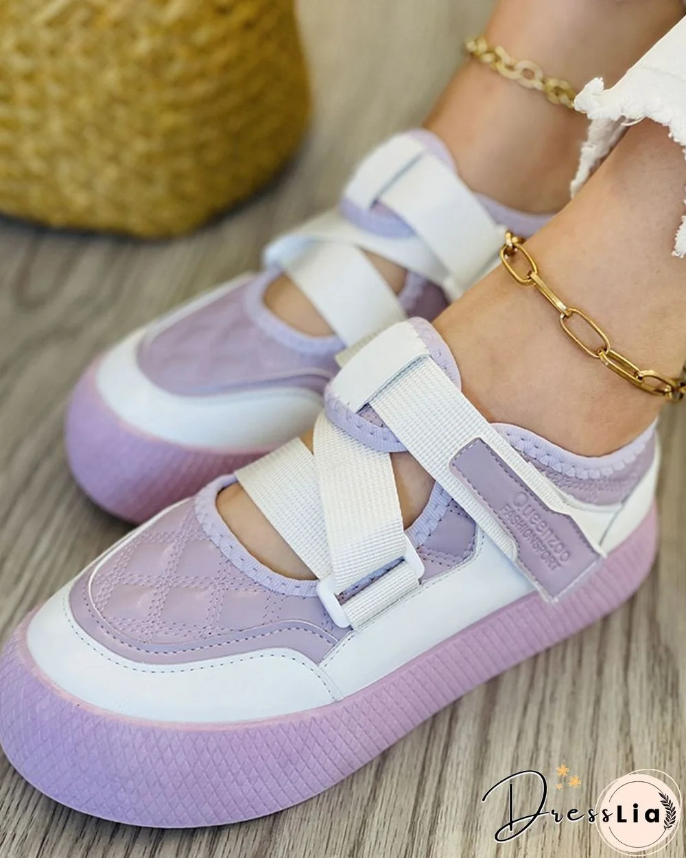 Velcro Colorblock Quilted Muffin Sneaker