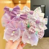 Cute Flower Gauze Plaid Bowknot Hair Bands for Kids