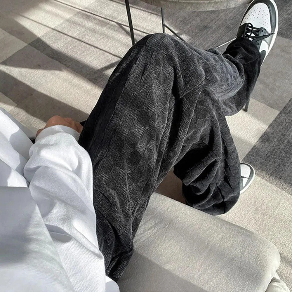 Brownm Checkered Elasticated Sweatpants