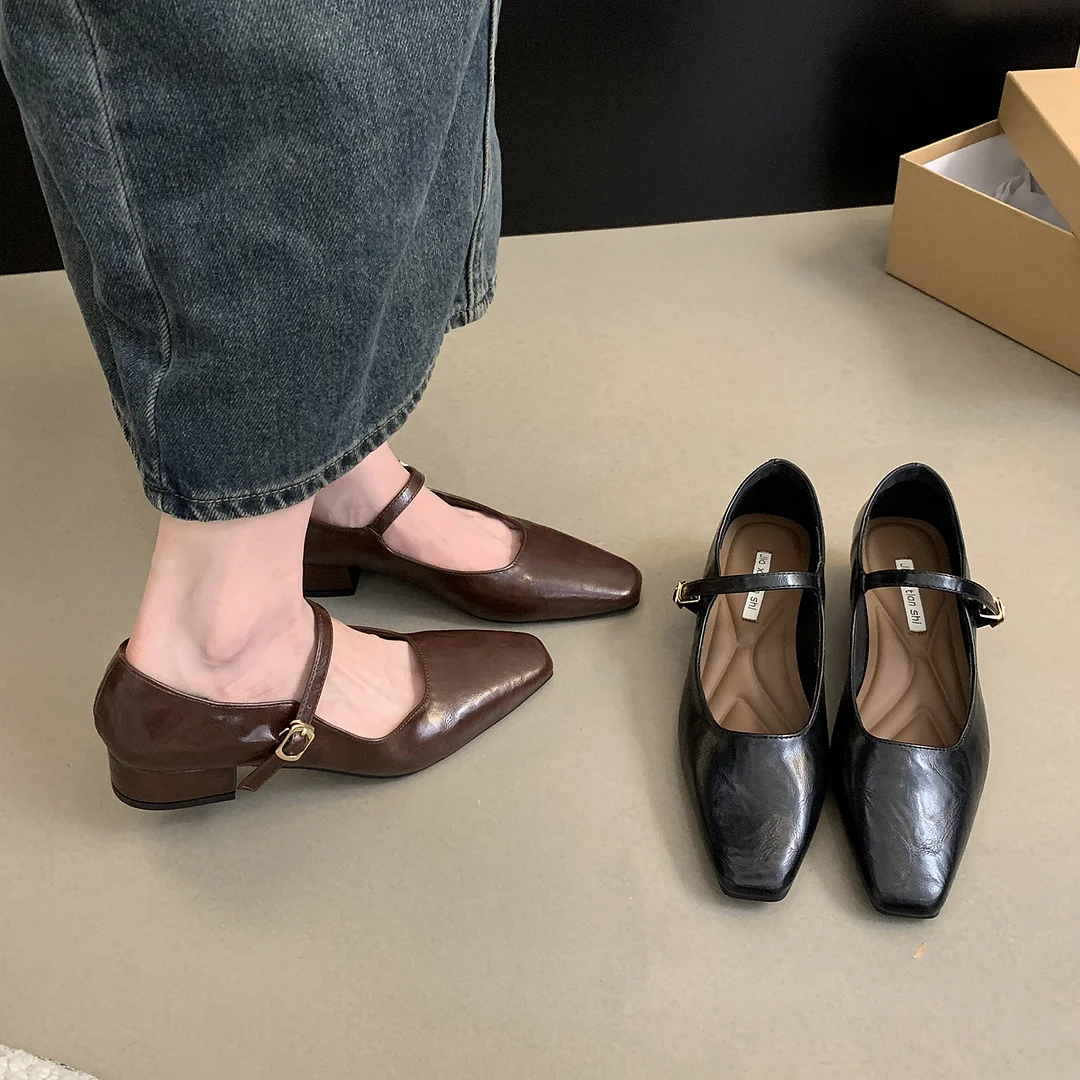 Breakj Breakj Evening Temperament Commuter Single-Shoe Women 2025 New Autumn Korean Version Of The Fairy Coarse And Mary Jane Small Leather Shoes