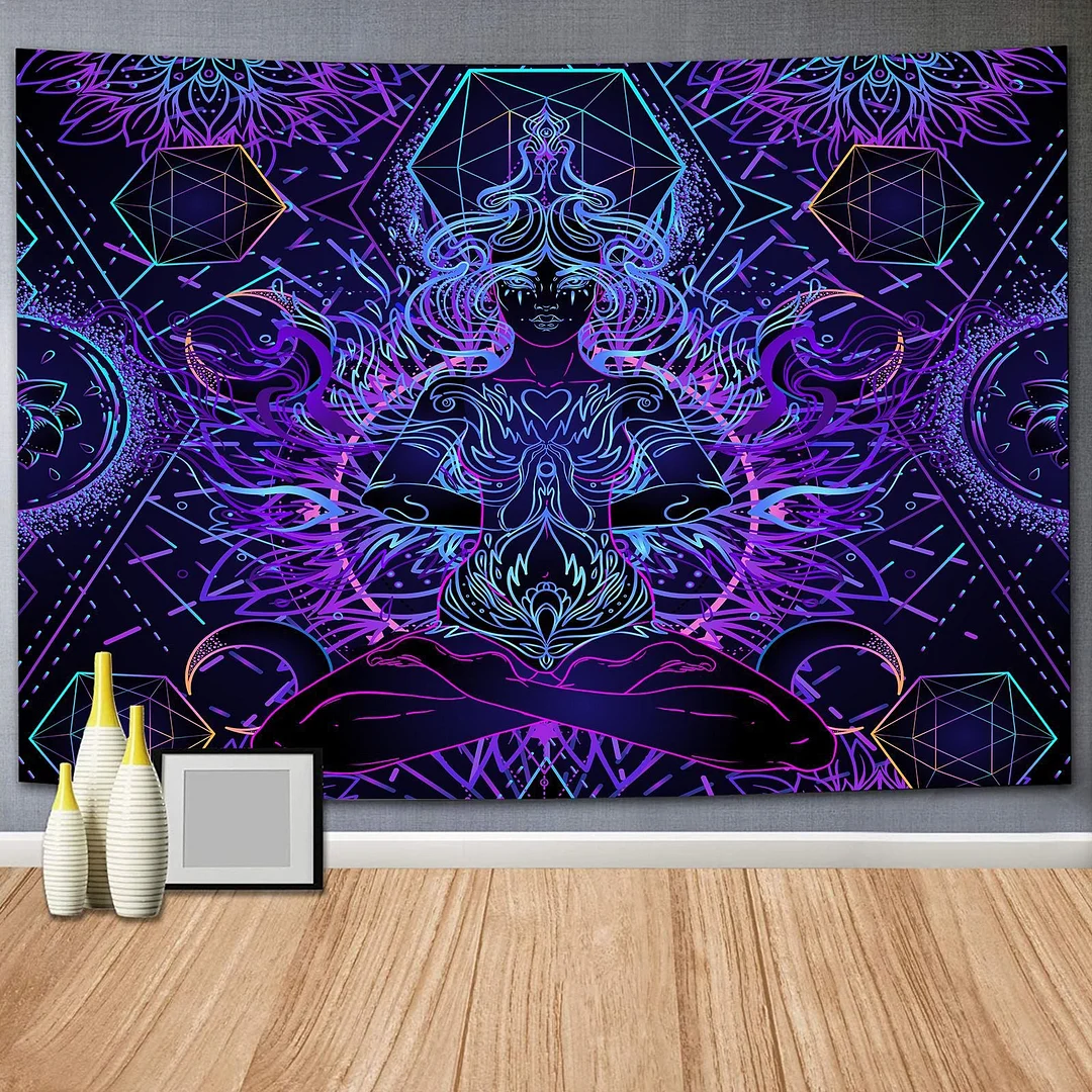Indian Rainbow Psychedelic Buddha Tapestry Bohemia Abstract Mushroom Wall Hanging Tapestries Hippie Tarot Elephant Blanket Decor