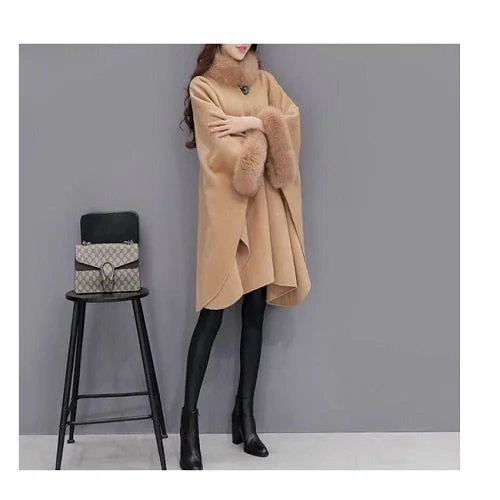 Spring New Women Wool Coat Autumn Fashion Women Warm Coat Long Ladies Women European Cloak Poncho Fashion Jacket Outwear