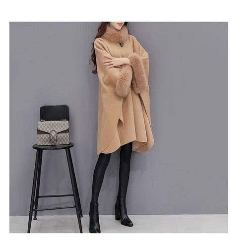 Spring New Women Wool Coat Autumn Fashion Women Warm Coat Long Ladies Women European Cloak Poncho Fashion Jacket Outwear