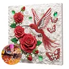 Rose und Bird DIY Kunsthandwerk Perlen-Diamant-Gem&auml;lde mit Rahmen 9,84x9,84 Zoll Diamant-Kunst-Perlen-Malset f&uuml;r Erwachsene Anf&auml;nger-Geschenkidee Heim