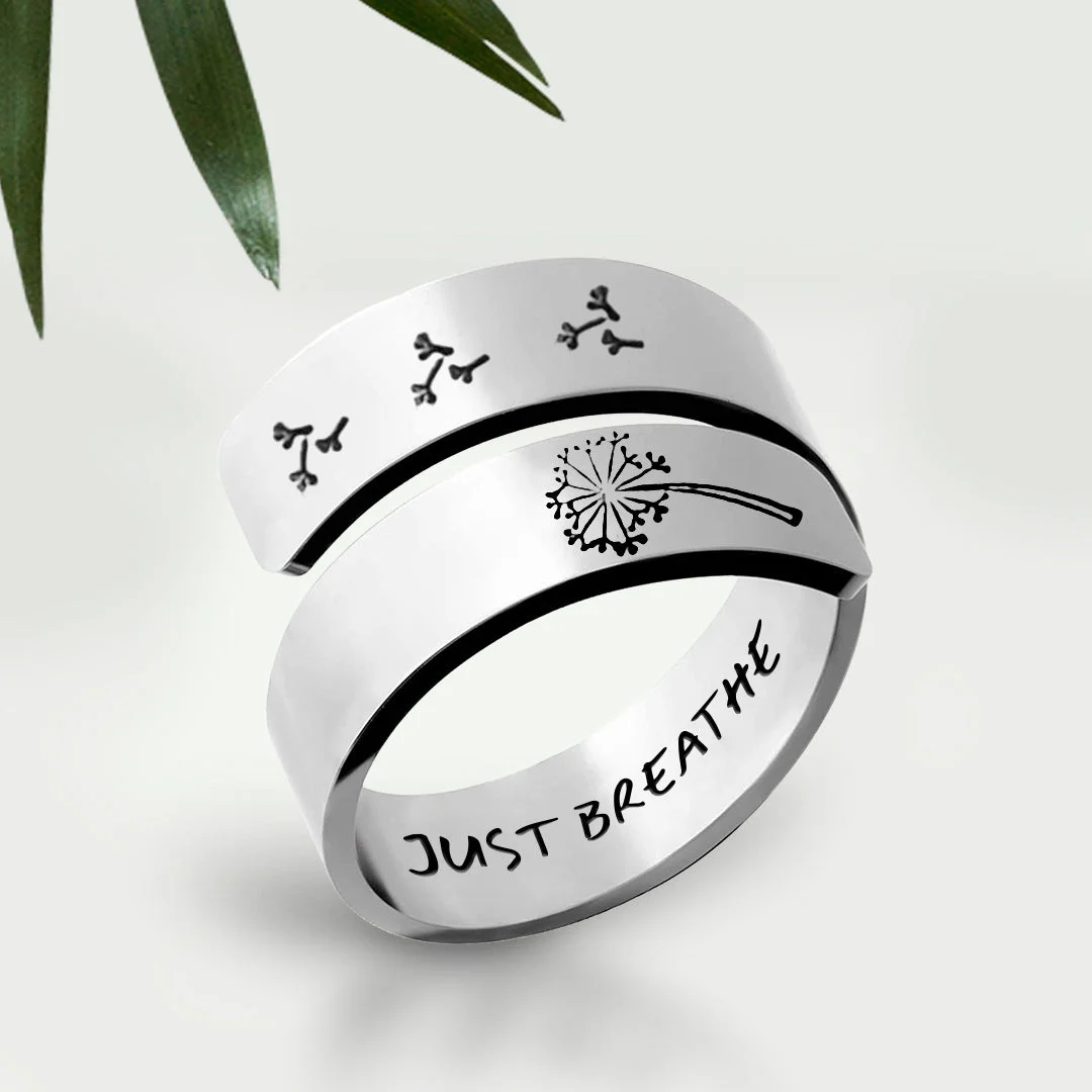Just Breathe Dandelion Ring