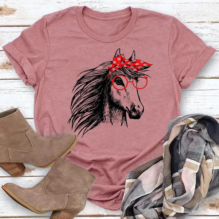 Bandana Horse Lover Round Neck T-shirt