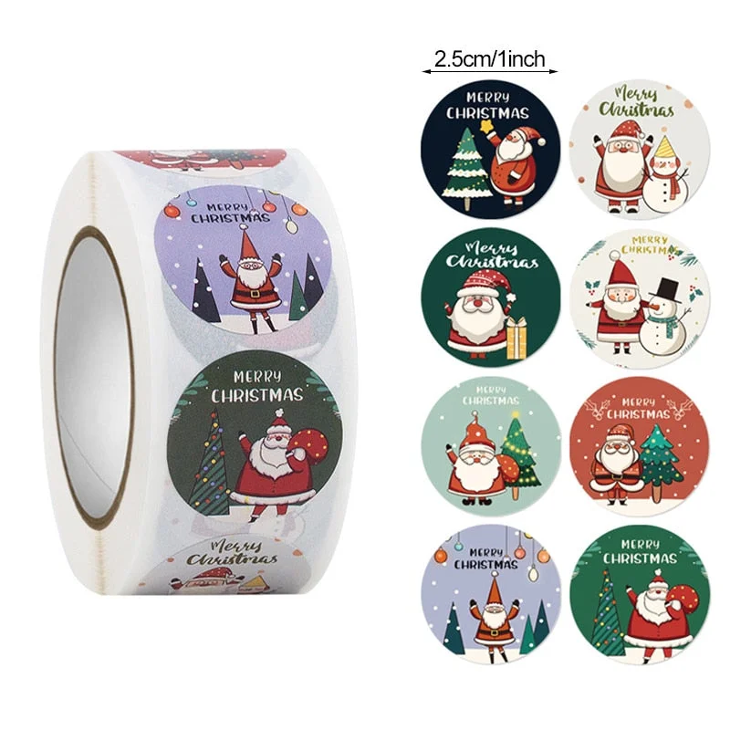 500pcs Merry Christmas Stickers Christmas Tree Elk Candy Bag Sealing Sticker Christmas Gifts Box Labels Decorations New Year