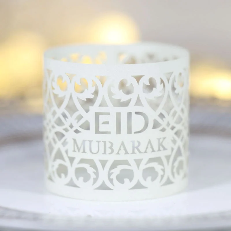 10/20/30pcs Eid Mubarak Paper Napkin Ring Ramadan Decorations for Home Napkin Holder EID Muslim Party Ramadan Kareem Table Decor