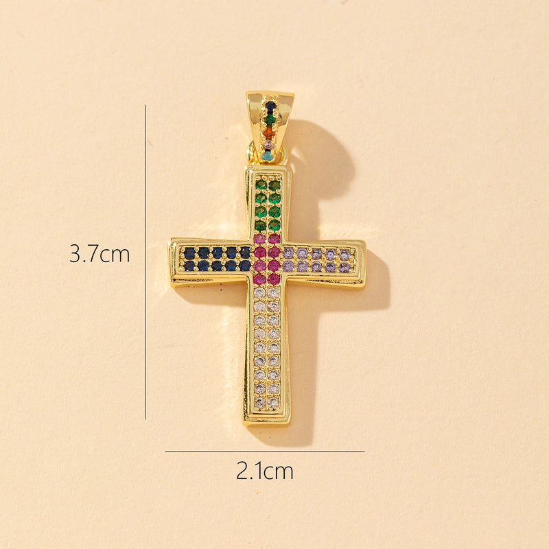 1 Piece Copper Zircon Printing Pendant