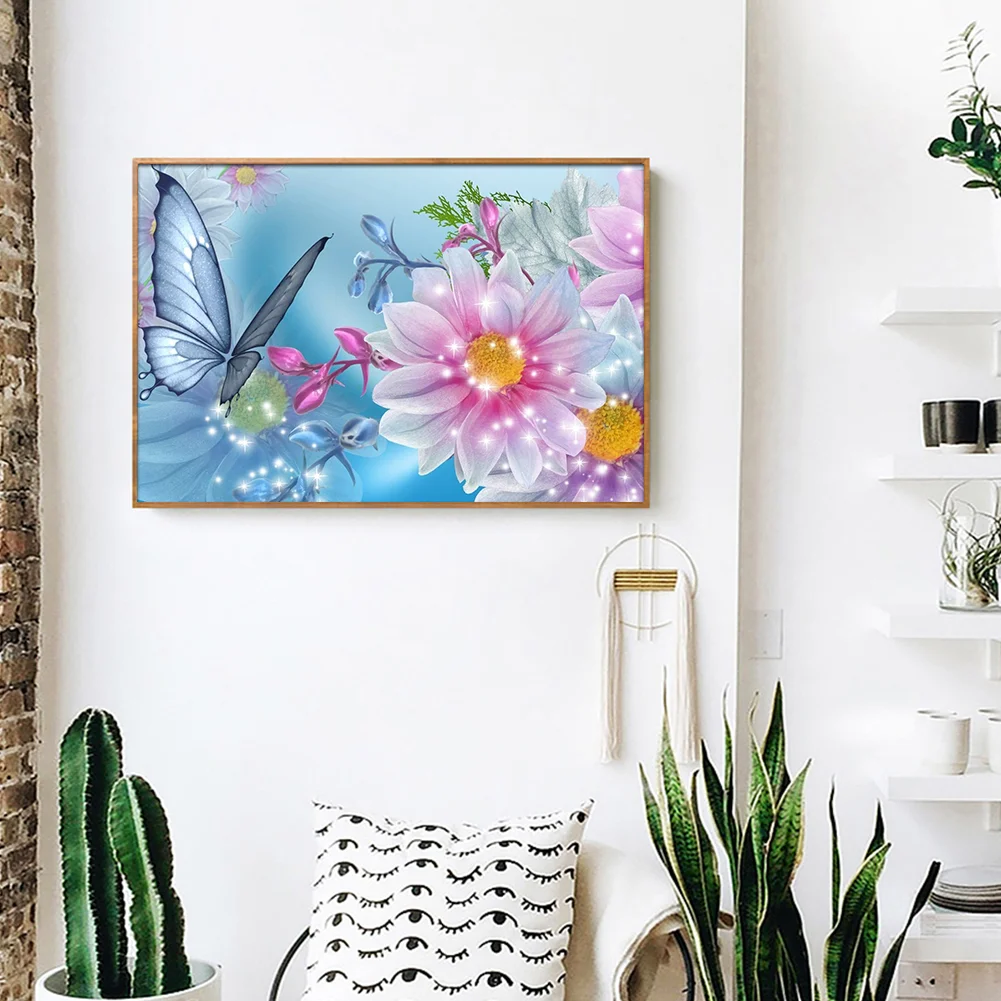 Diamond Painting - Full Round Drill - Butterfly Flower(40*30cm)