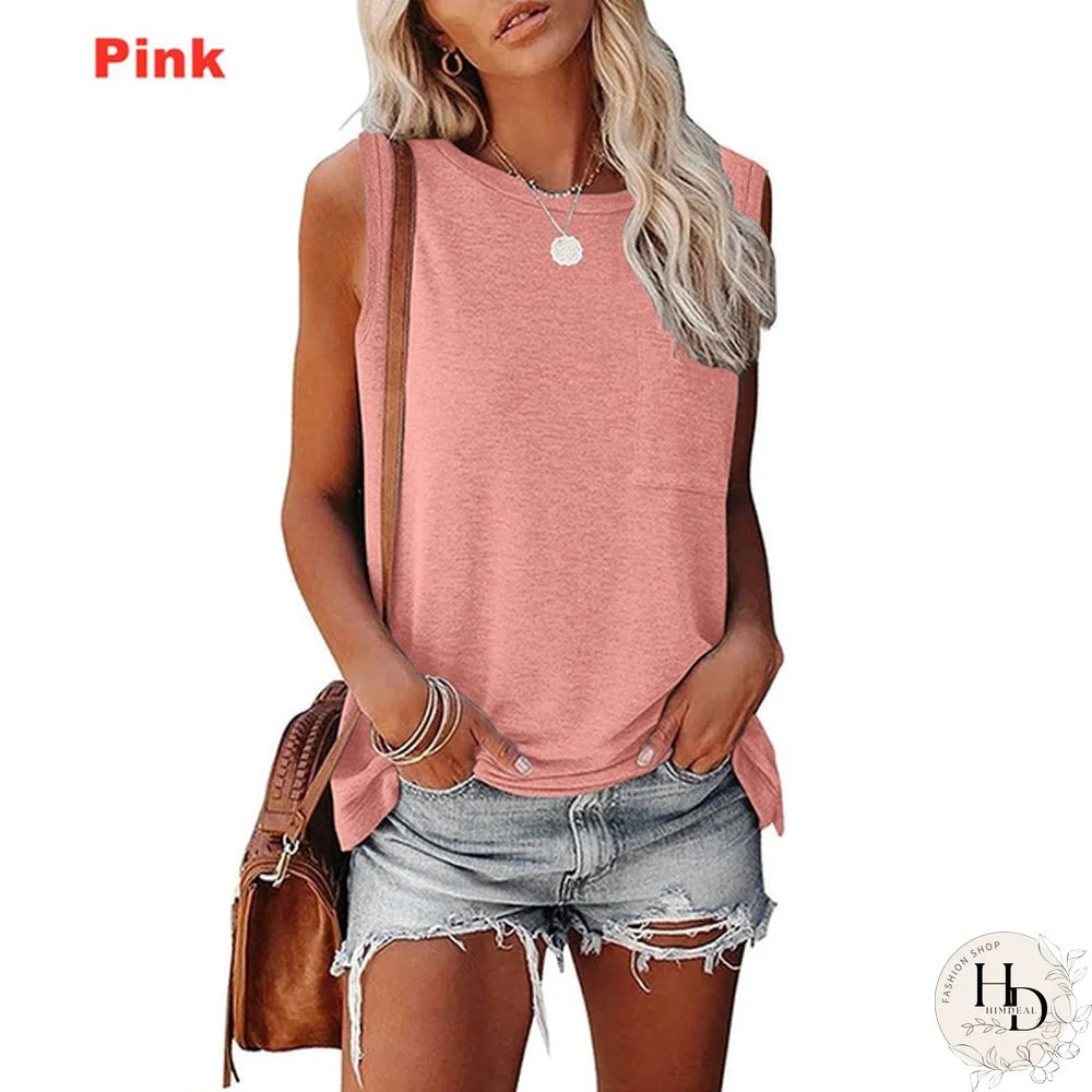 NEW Plus Size Womens Summer Deep V-neck Tops Pure Color T-shirt Ladies Fashion Casual Tank Tops Loose Button-up Blouse Lady Sleeveless Shirts XS-8XL