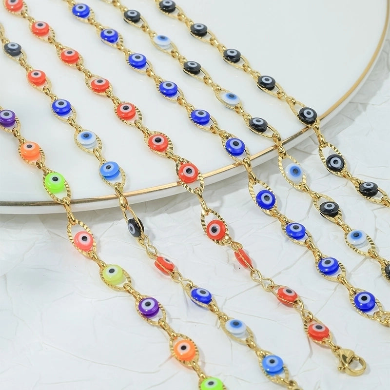 Vacation Devil’s Eye 304 Stainless Steel 14K Gold Plated Bracelets In Bulk