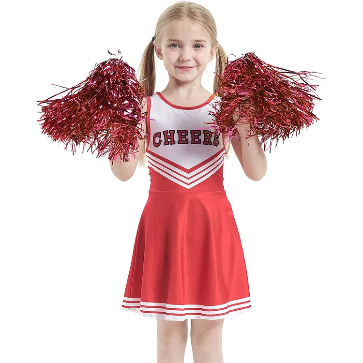 【Wetrose】In Stock Cheers Kid Kids Costume Cheerleading Uniform Cheerleader Pompoms School Sports Day Meeting Race Match Cheering