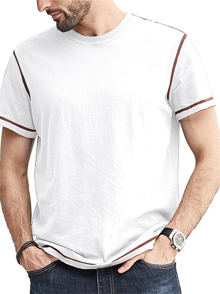 Summer Men's Short-sleeved T-shirt Tops Spelling Color Round Neck T-shirt S,M,L,XL,XXL-Cosfine