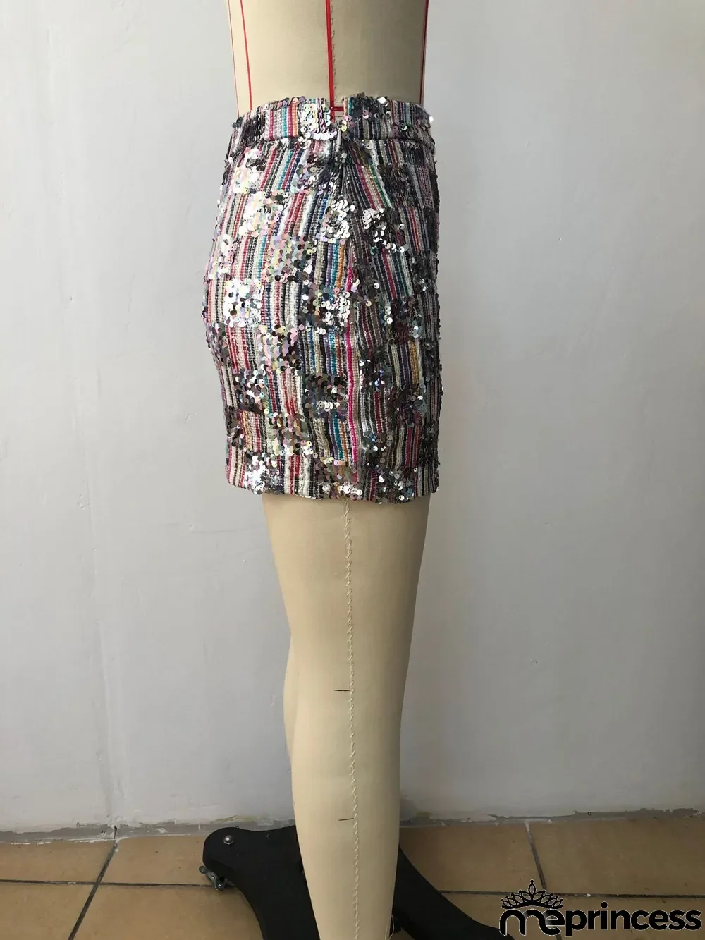 Women's Clothing Spring and Summer Sequin Skirt Elastic Waist Side Seam Invisible Zipper Mini Skirt