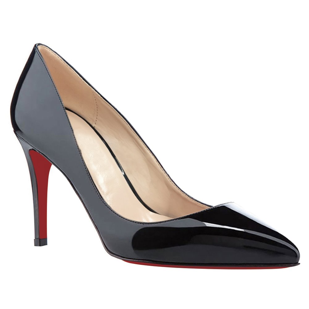 90mm Middle Heels Pointy Toe Red Soles Pumps-vocosishoes