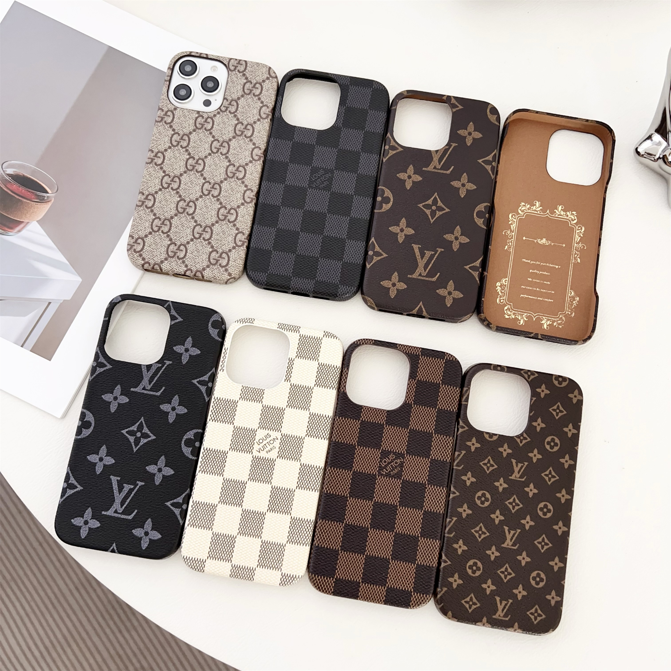 Premium Louis Vuitton Canvas Leather Monogram Gucci Ophidia GG Apple iPhone Cases