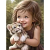 Diamond Painting -DIY Full Square Drill Girl with Pet(35x45cm)