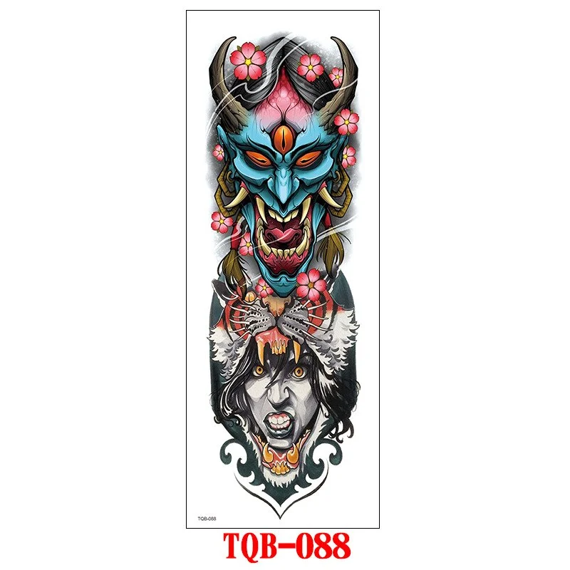 FULL SLEEVE ARM TEMPORARY TATTOO, ORIENTAL DRAGON, LOTUS FLOWERS, MENS, WOMENS