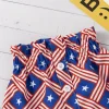 Kid Girl Short Sleeve American Flag Print Independence Day Sets